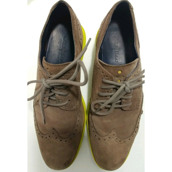 COLE HAAN Men\'s Lunargrand Wing Tip Oxford Brown Suede Shoes - Size 10M main image 8